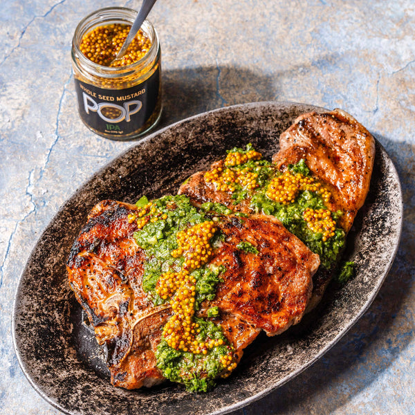 Pop original on a steak