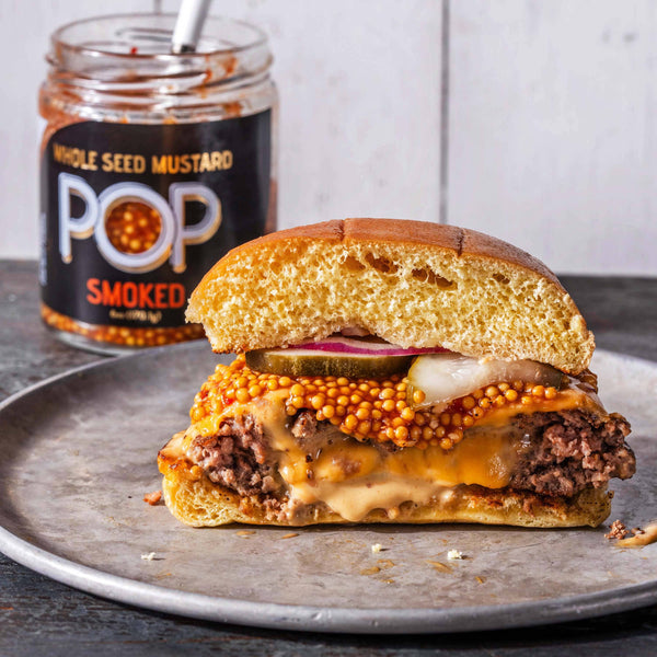 Pop smoked on a hamburger