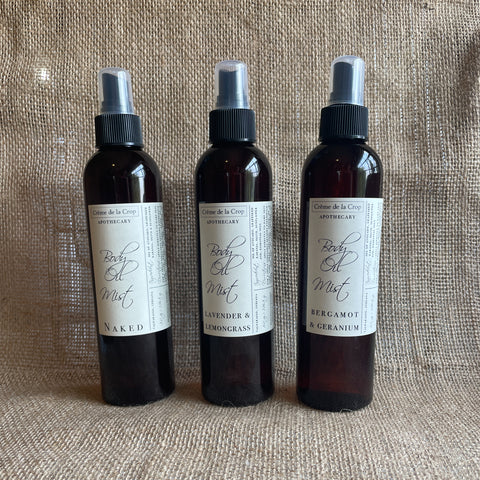 body oil mist group photo Olive, Karanja, Avocado, Grapeseed, and Sunflower
