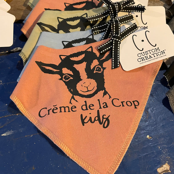 Creme de la Crop kids bibs front view