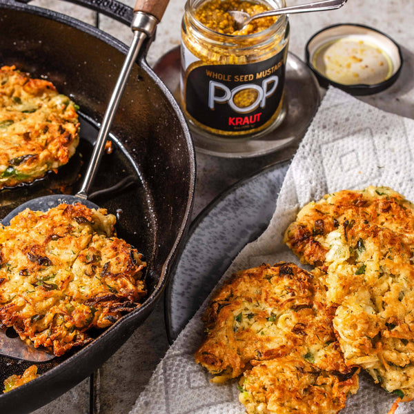 Pop kraut whole grain mustard and fritters