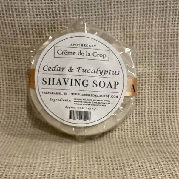 shaving soap- cedar and eucalyptus- front