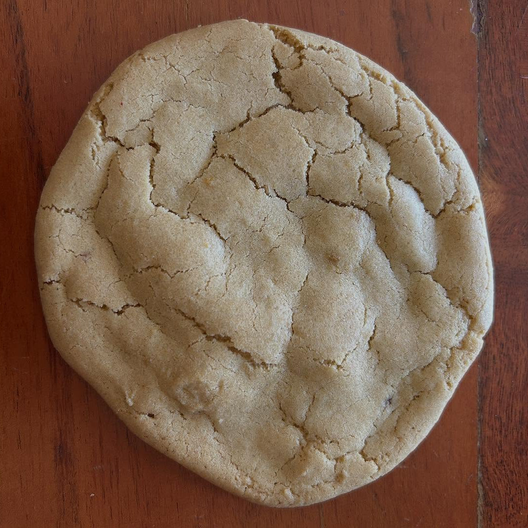 Baked cookie on a wooden surface