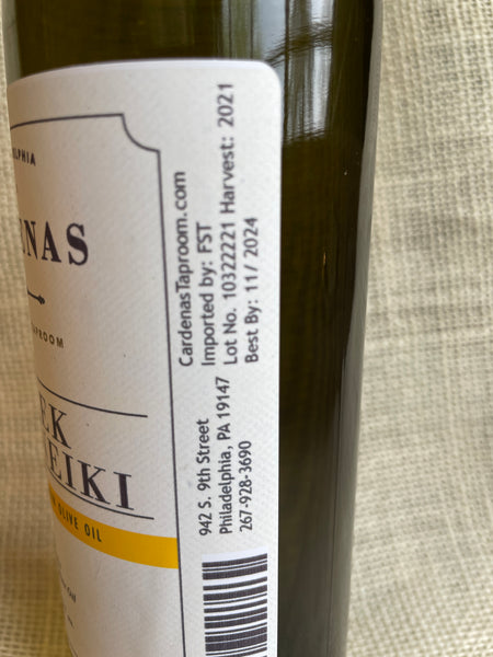 Greek koroneiki-extra virgin olive oil-side