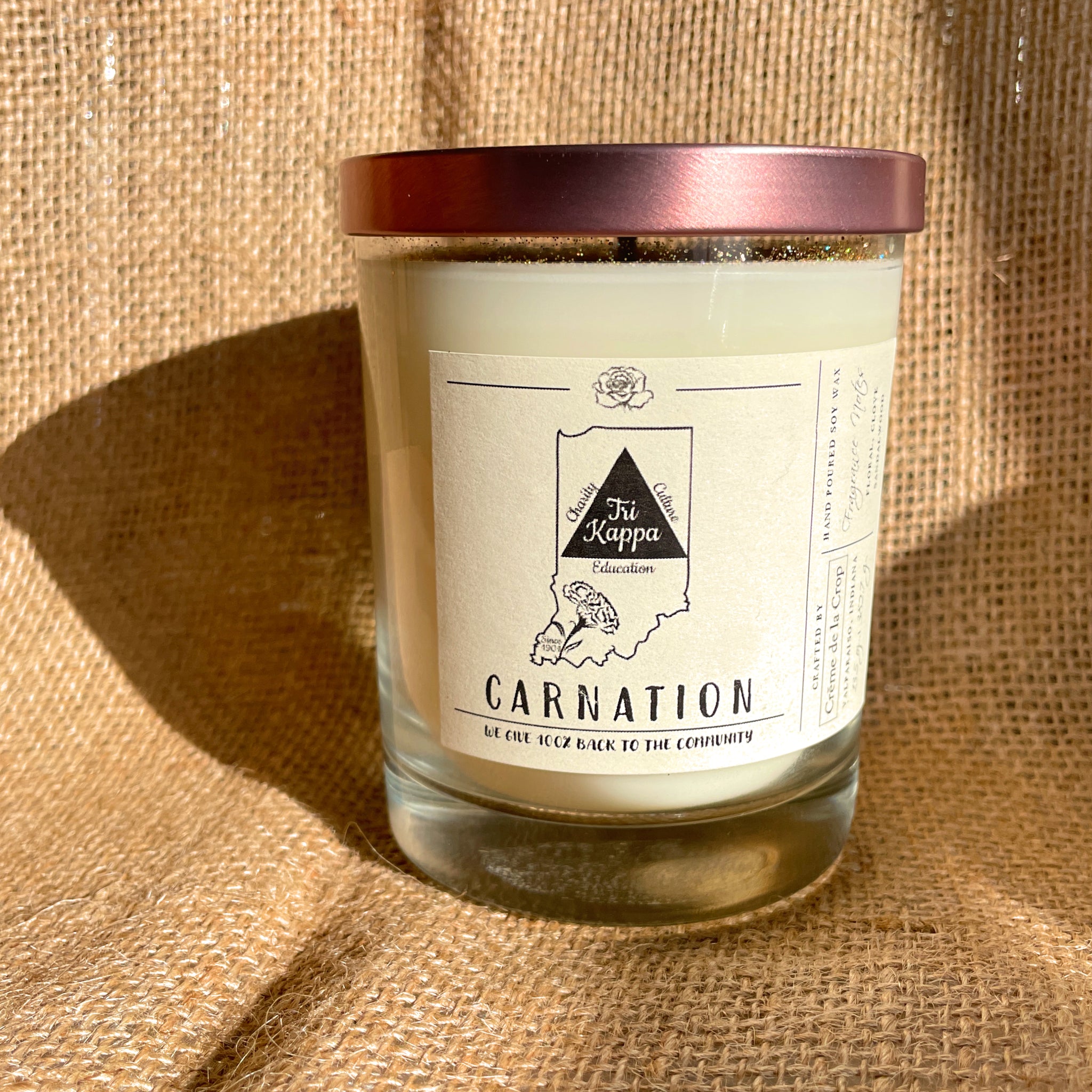 tri kappa carnation soy candle front