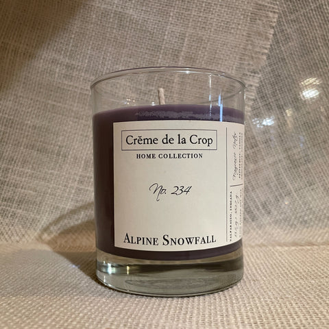 100% Soy Wax, Hand-Poured Candle  Fragrance Note:  Peppermint, Vanilla, Chocolate, Coconut  Our Alpine Snowfall candle is inspired by the mountains of Switzerland front