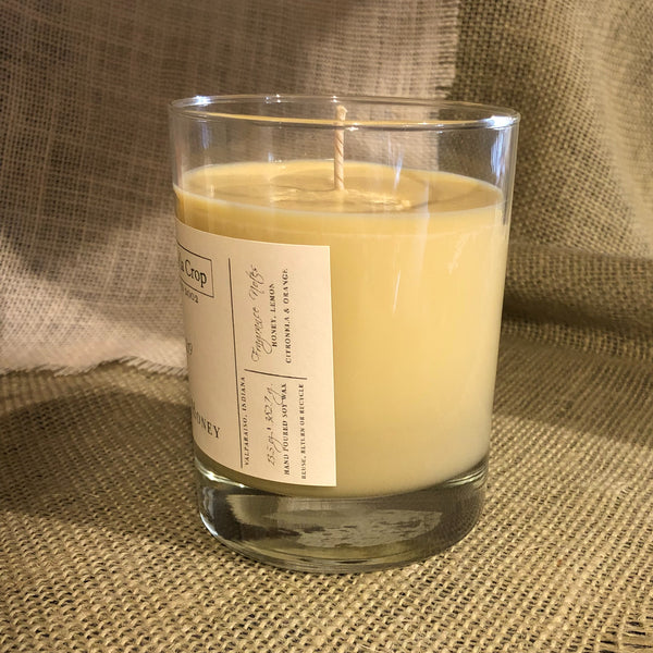 Soy Candle - Limone Honey 100% Soy Wax, Hand-Poured Candle - Fragrance Notes: Lemon, Honey, Verbena, Citronella, Orange, and Vanilla, Essential Oils side