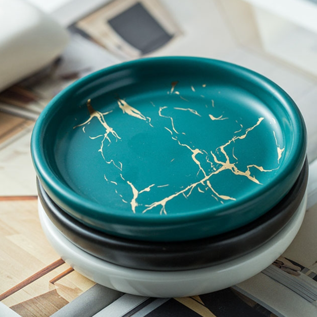Soap Dish - Ceramic, Marble & Gold