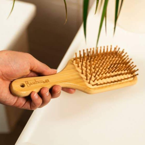 Hair Brush - Adult Bamboo Paddle (Rectangle)
